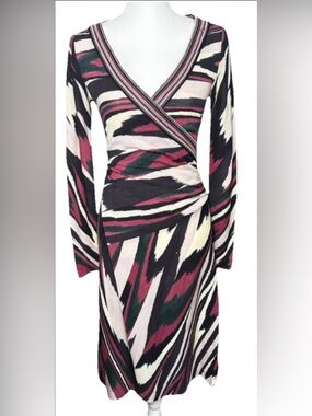 Missoni Knit Wrap Dress IT 40 Multicolor Wool Blend V-Neck Made Italy